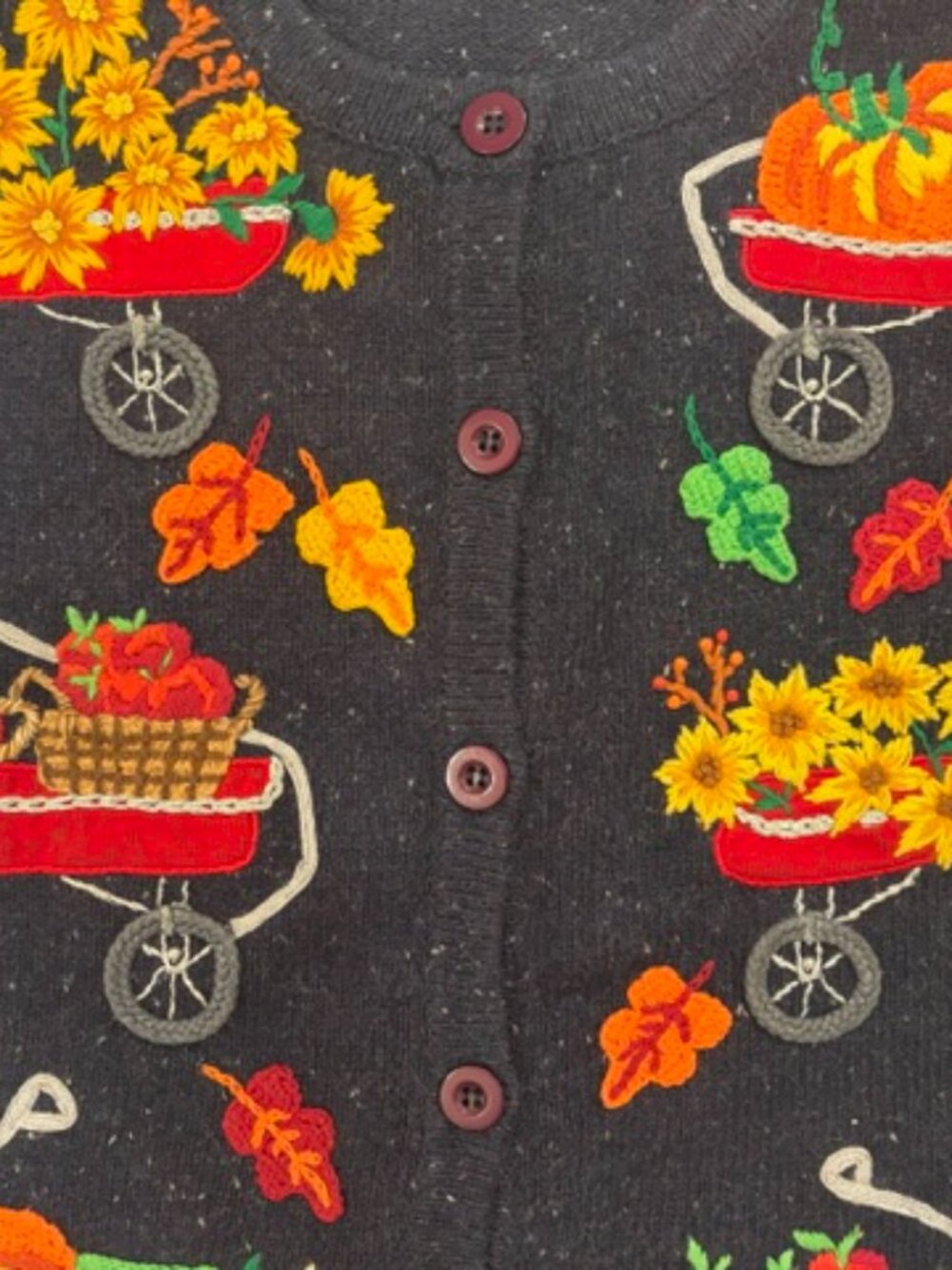 Vintage Design Options Phillip & Jane Gordon Fall Harvest Cardigan Sm Embroidery - Picture 5 of 12